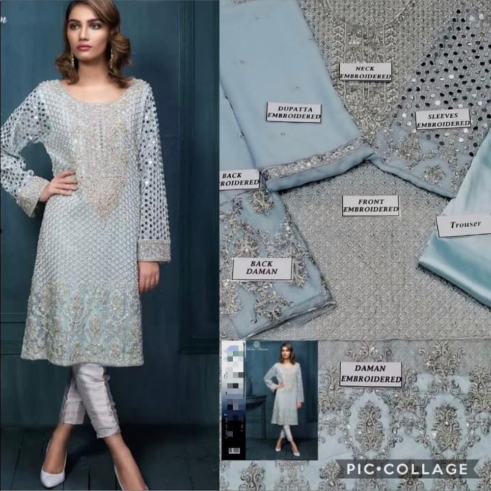 Heavy embroidered Pakistani shalwar kameez